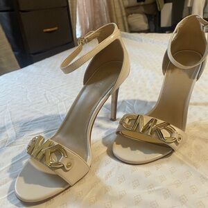 Michael Kors Cream Heels with Gold Detail